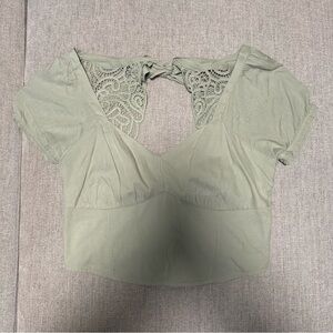 NWT Hollister Sage Green Lace Back Top